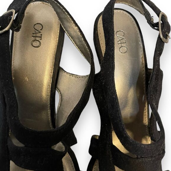 Cato High Heel Sandals Women's 9 Slingback Buckle Fabric Open Toe Party Casual - Picture 11 of 14